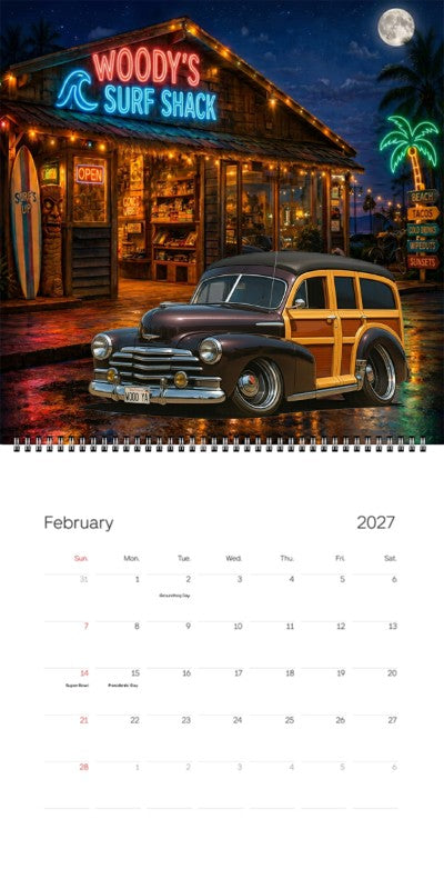 2027 Woodie Neon Calendar WOODYA-CA