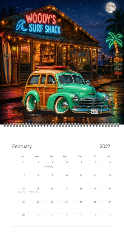 2027 Woodie Neon Calendar WUDHEE-CA