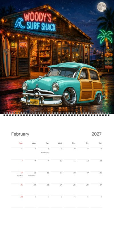 2027 Woodie Neon Calendar WUZATRE-CA