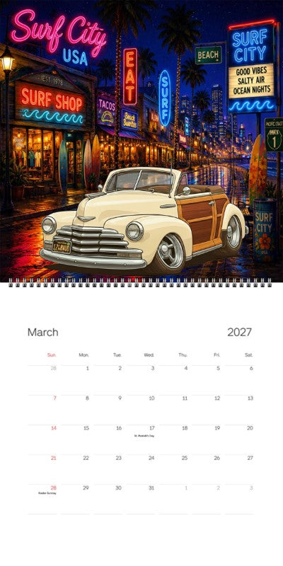 2027 Woodie Neon Calendar 1248WUD-CA