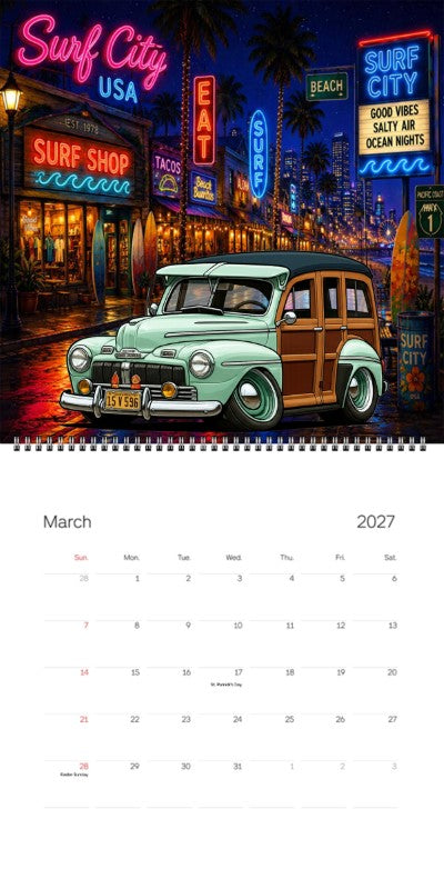 2027 Woodie Neon Calendar 15V596-CA