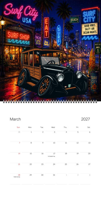 2027 Woodie Neon Calendar 200001-XX