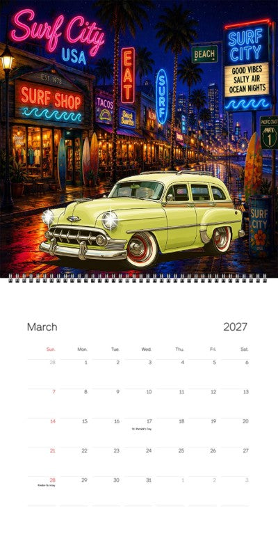2027 Woodie Neon Calendar 200020-XX