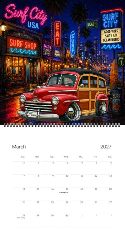 2027 Woodie Neon Calendar 2EQH477-CA