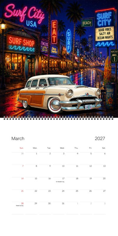 2027 Woodie Neon Calendar 2ROSIE-OR