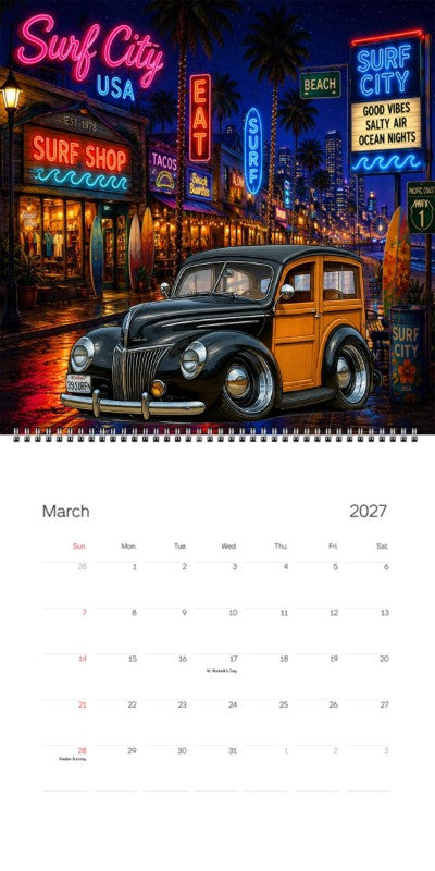 2027 Woodie Neon Calendar 39SURFN-CA