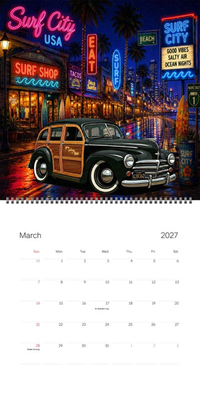 2027 Woodie Neon Calendar 43X362-CA