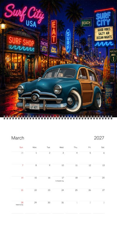 2027 Woodie Neon Calendar 49WDY-CA