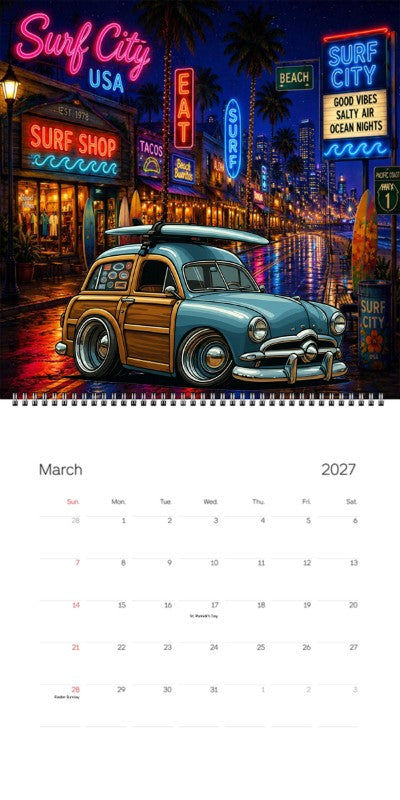 2027 Woodie Neon Calendar 49WUDEE-CA