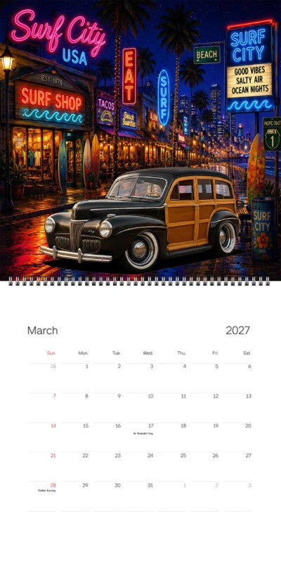 2027 Woodie Neon Calendar 4PUN873-CA