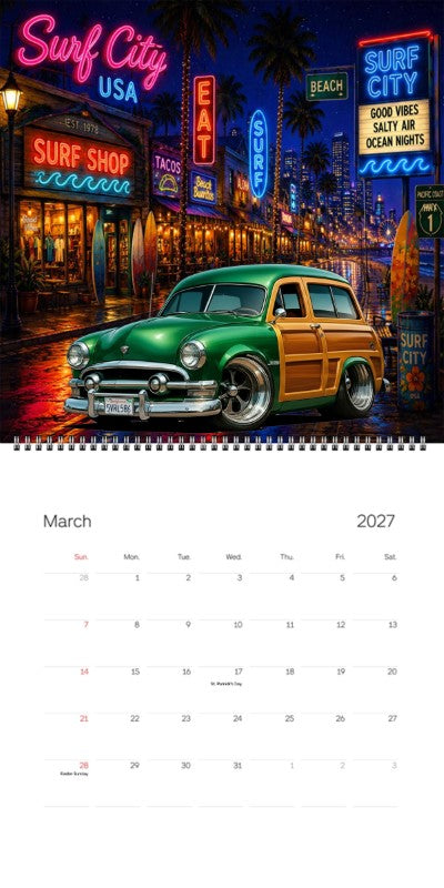 2027 Woodie Neon Calendar 5VRL586-CA