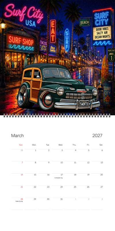 2027 Woodie Neon Calendar 5WOV731-CA