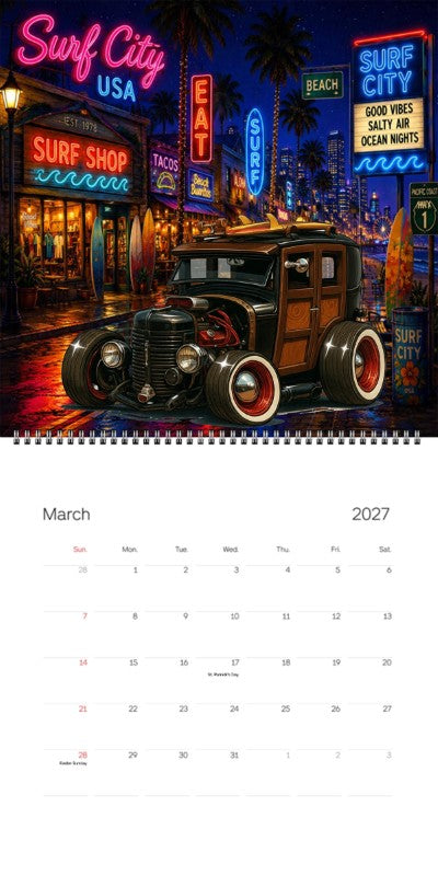 2027 Woodie Neon Calendar 6NNY186-CA