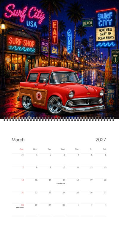 2027 Woodie Neon Calendar 7FAM111-CA