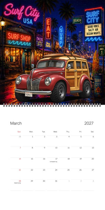 2027 Woodie Neon Calendar 7FUH827-CA