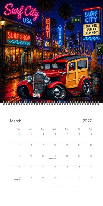 2027 Woodie Neon Calendar 7FUJ160-CA