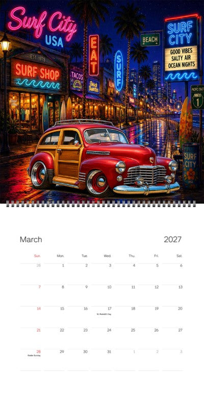 2027 Woodie Neon Calendar 7HIB186-CA