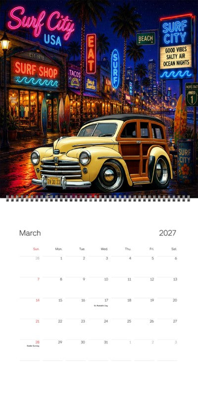2027 Woodie Neon Calendar 7V3133-CA