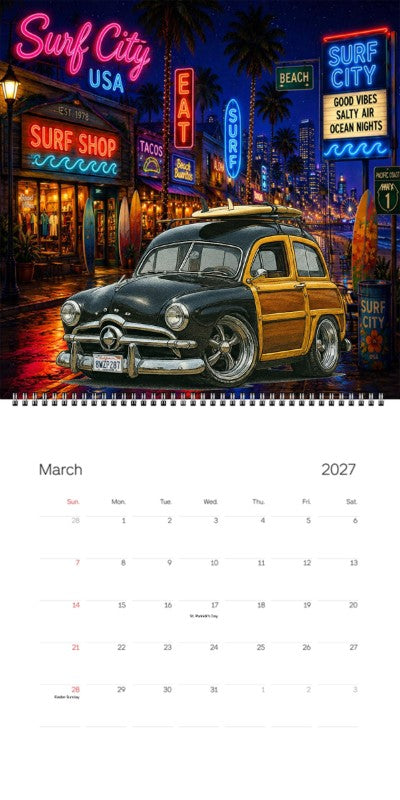 2027 Woodie Neon Calendar 8WZP287-CA