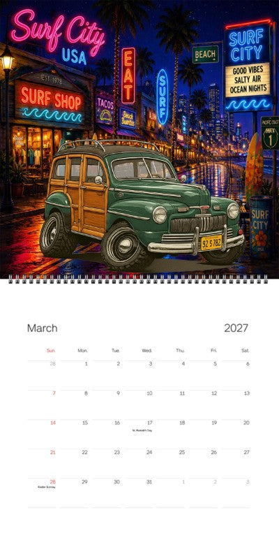 2027 Woodie Neon Calendar 92S782-CA