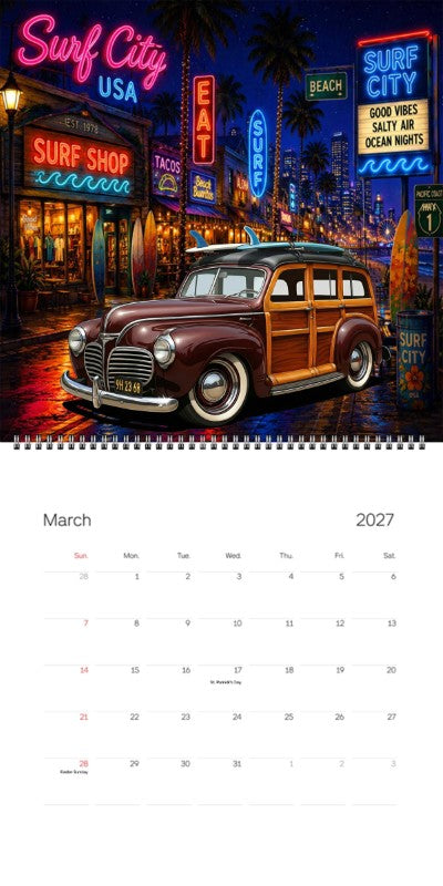 2027 Woodie Neon Calendar 9H2368-CA