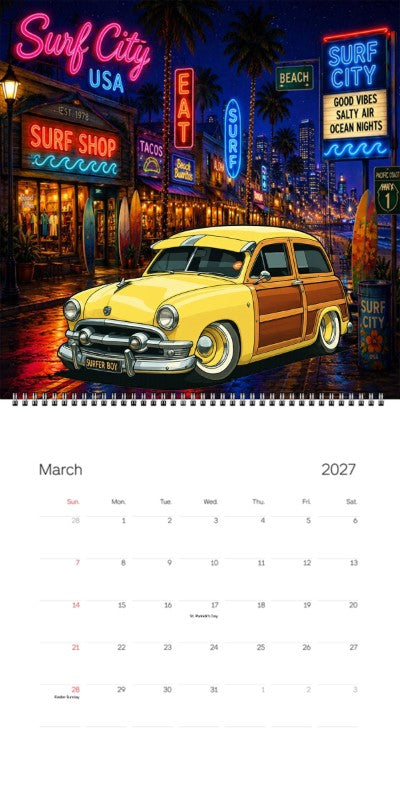 2027 Woodie Neon Calendar BEACHGY-CA