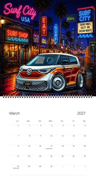 2027 Woodie Neon Calendar BUZWUDY-CA