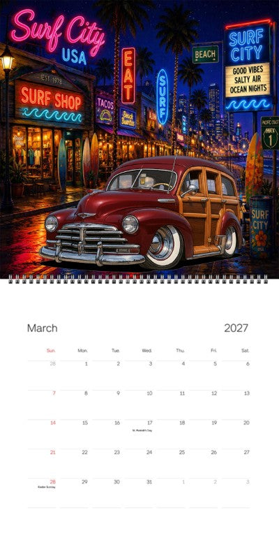 2027 Woodie Neon Calendar EASTBAY-CA