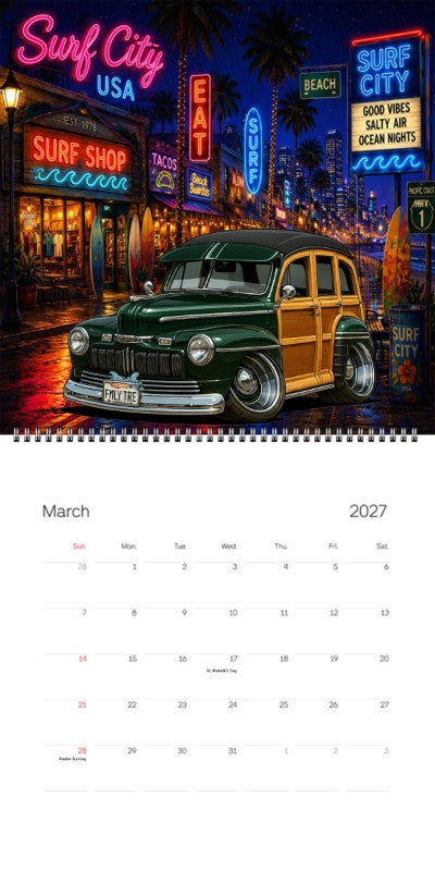2027 Woodie Neon Calendar FMLYTRE-CA