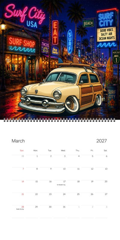 2027 Woodie Neon Calendar FWOOD51-CA