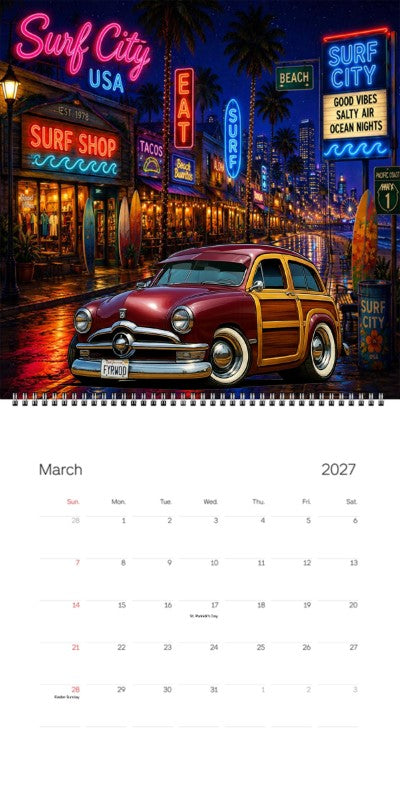 2027 Woodie Neon Calendar FYRWOD-CA