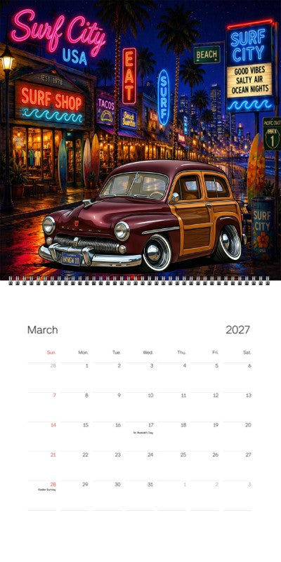 2027 Woodie Neon Calendar HANGN10-CA