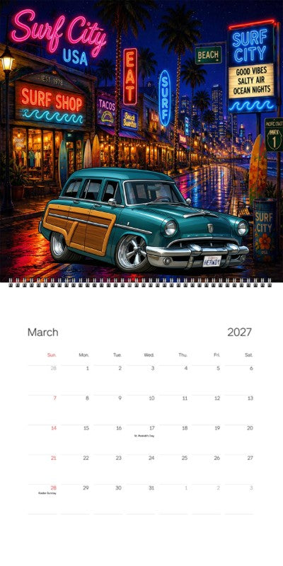 2027 Woodie Neon Calendar HERWDY-CA