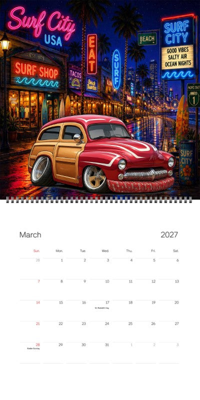 2027 Woodie Neon Calendar HTRDWDY-CA