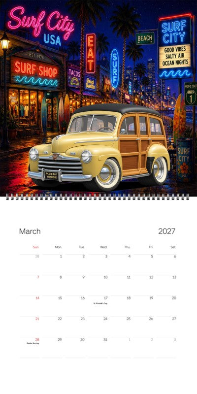 2027 Woodie Neon Calendar OLDIEBUTWOODIE-XX