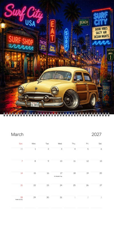 2027 Woodie Neon Calendar OLSRFR-CA