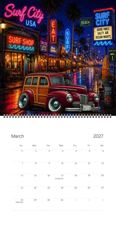 2027 Woodie Neon Calendar OUTSYD-CA