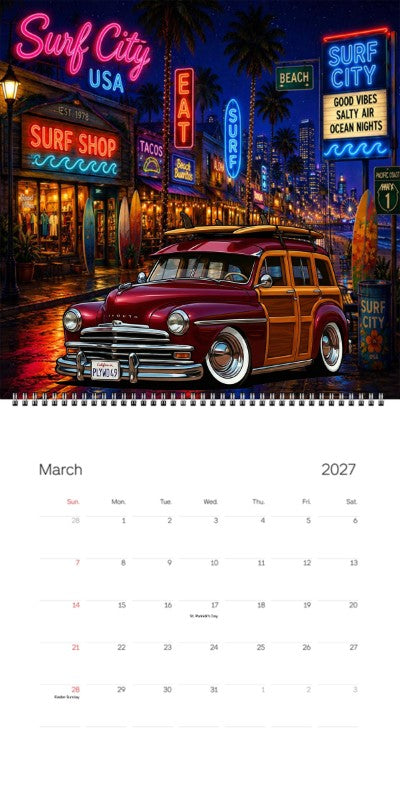 2027 Woodie Neon Calendar PLYWD49-CA