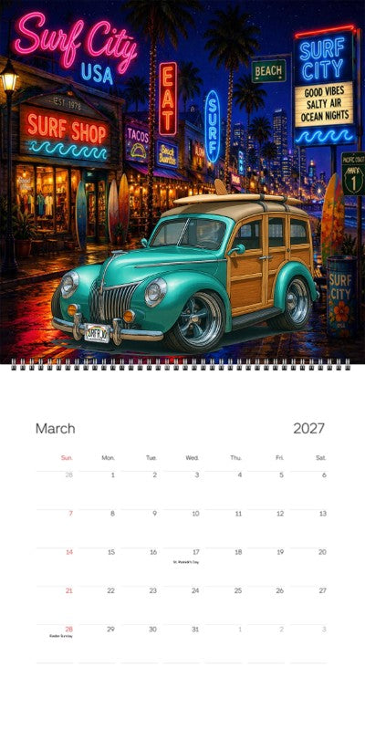 2027 Woodie Neon Calendar SRFRJO-HI