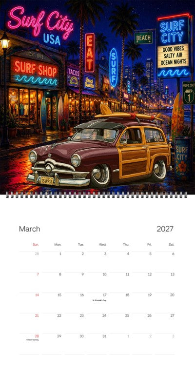 2027 Woodie Neon Calendar SSURFSS-CA