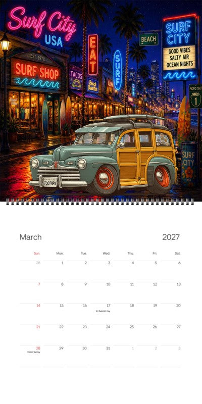 2027 Woodie Neon Calendar TOOTHPK-CA