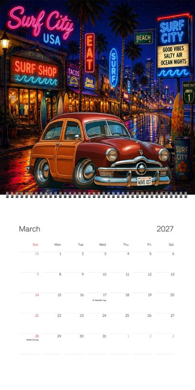 2027 Woodie Neon Calendar WAVEQST-CA