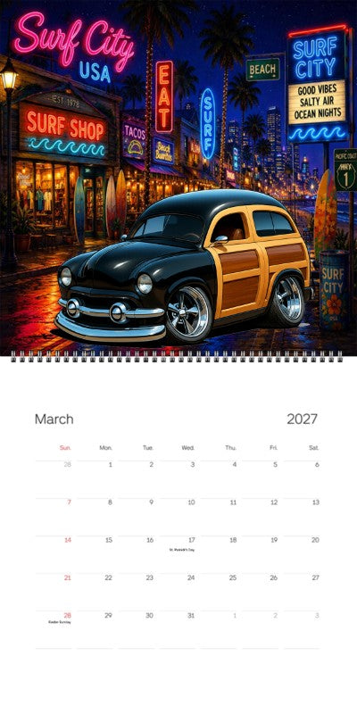 2027 Woodie Neon Calendar WDNROD-CA