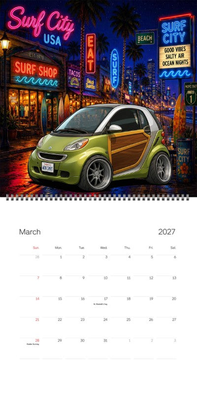 2027 Woodie Neon Calendar WDNSMRT-CA