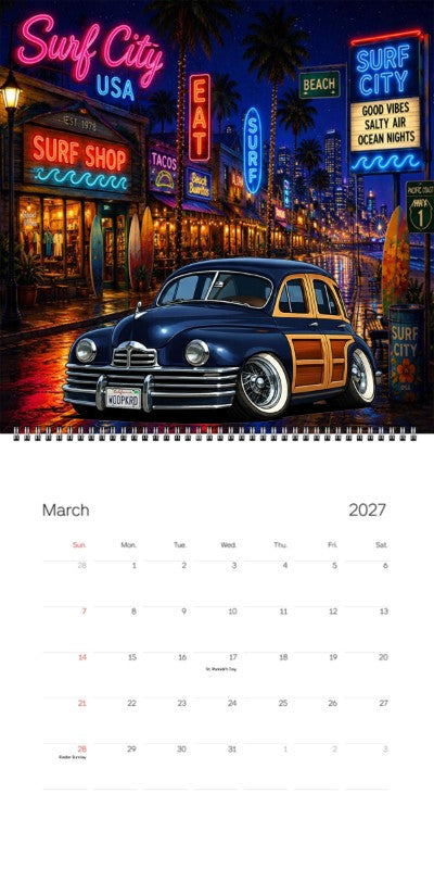 2027 Woodie Neon Calendar WODPKRD-CA
