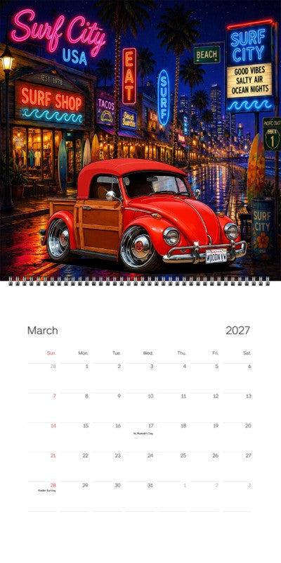 2027 Woodie Neon Calendar WOODNVW-CA