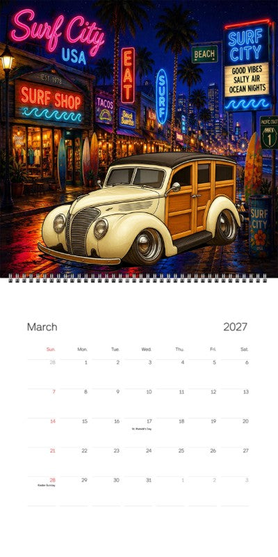2027 Woodie Neon Calendar WOODROD-CA