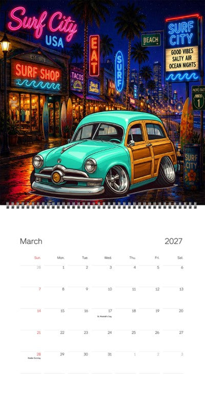 2027 Woodie Neon Calendar WOODSUV-CA
