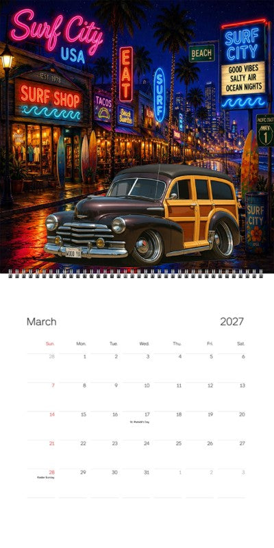 2027 Woodie Neon Calendar WOODYA-CA