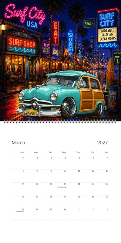 2027 Woodie Neon Calendar WUZATRE-CA